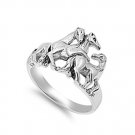 925 Solid Sterling Silver Ring - Horse Band 14 mm (0.55 inch)
