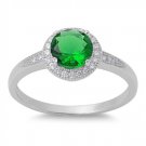 HALO SOLITAIRE Emerald CZ Promise Engagement Ring .925 Sterling Silver Sterling