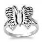 925 Solid Sterling Silver Ring - Butterfly Band 15 mm (0.61 inch)