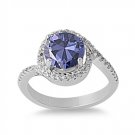 NEW! 2CT ROUND TANZANITE CZ HALO .925 Solid Sterling Silver Bypass Ring Sterling