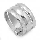 925 Solid Sterling Silver Ring - Triple Band Band 13 mm