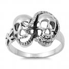925 Solid Sterling Silver Ring - Skulls Band 14 mm (0.55 inch)