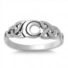 925 Solid Sterling CELTIC KNOT MOON PLAIN SILVER RING 925 Solid Sterling Silver