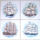 Nautical Ship Ceramic Tiles Sailing set of 4 Kiln Fired 4.25" x 4.25" Nautical Ship Ceramic Tiles Sailing set of 4 Kiln Fired 4.25" x 4.25"