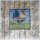 sale ROOSTER CERAMIC TILE MURAL 12" X12" KILN FIRED COLORFUL DECOR sale ROOSTER CERAMIC TILE MURAL 12" X12" KILN FIRED COLORFUL DECOR