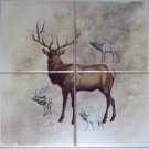 Elk Ceramic Tile Mural 4 of 6" Size 12" x 12" Back Splash Wild Life Decor Elk Ceramic Tile Mural 4 of 6" Size 12" x 12" Back Splash Wild Life Decor