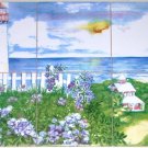 White Light House Ceramic Tile Mural 6 of 6" Lighthouse Backsplash Kiln Fired