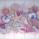 Sea Shell Ceramic Tiles Mural 20pc 4.25" Star Fish Conch Backsplash Kiln Fired