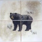 BEAR Ceramic Tile Mural 4 of 6" Size 12" x 12" Back Splash Wild Life Decor BEAR Ceramic Tile Mural 4 of 6" Size 12" x 12" Back Splash Wild Life Decor