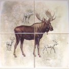 Moose Ceramic Tile Mural 4 of 6" Size 12" x 12" Back Splash Wild Life Decor Moose Ceramic Tile Mural 4 of 6" Size 12" x 12" Back Splash Wild Life Decor