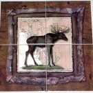 The Moose Ceramic Tile Mural 4 pc of 6" Alaskan Back splash Kiln Fired The Moose Ceramic Tile Mural 4 pc of 6" Alaskan Back splash Kiln Fired