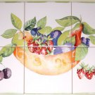 Closeout Fruit Dish Ceramic Tile Mural 6pcs of 6"  Kiln Fired Pear Strawberry Back Splash