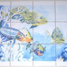 Tropical Fish Ceramic Tile Mural 12 of 4.25" Kiln Fired Back Splash Decor Tropical Fish Ceramic Tile Mural 12 of 4.25" Kiln Fired Back Splash Decor
