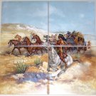 Remington Stage Coach Ceramic Tile Mural 4 of 6" Western Horse Backsplash Remington Stage Coach Ceramic Tile Mural 4 of 6" Western Horse Backsplash