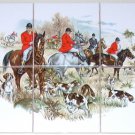 English Fox Hunt Ceramic Tile Mural Red Coat Horse Hound Dogs Kiln Fired English Fox Hunt Ceramic Tile Mural Red Coat Horse Hound Dogs Kiln Fired