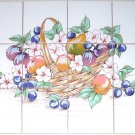 Fruit & Flower Basket Ceramic Tile Mural Back Splash 12pc 4.25" Kiln Fired Décor Fruit & Flower Basket Ceramic Tile Mural Back Splash 12pc 4.25" Kiln Fired Décor