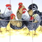 Chicken Rooster Ceramic Tile Mural 6pcs 4.25" Kiln Fired Decor Black Speckled Chicken Rooster Ceramic Tile Mural 6pcs 4.25" Kiln Fired Decor Black Speckled