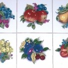 Fruit Ceramic Tiles set of 6 of 4.25" Beautiful Cluster of Assorted Kiln Fired Fruit Ceramic Tiles set of 6 of 4.25" Beautiful Cluster of Assorted Kiln Fired