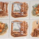 Old Hearth Ceramic Tile Biscuit color Kiln Fired 4.25" 6 Piece Accents Decor