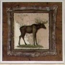 Alaskan Moose Ceramic Tile 4.25" x 4.25"  Kiln Fired Wild Life Decor