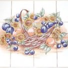 Fruit and Plums Ceramic Tile Mural 12 of 4.25" Kiln Fired Back Splash Fruit and Plums Ceramic Tile Mural 12 of 4.25" Kiln Fired Back Splash