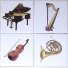 Closeout Piano Ceramic Tile 4 Musical Instruments Horn Harp Violin Kiln Fired Closeout Piano Ceramic Tile 4 Musical Instruments Horn Harp Violin Kiln Fired
