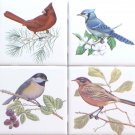 Decor A Beautiful Birds Ceramic Tile set 4 of 4.25" x 4.25" Kiln Fired Song Bird
