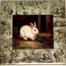 Beautiful White Bunny Rabbit Ceramic Tile Accent 6' x 6" Kiln fired Decor Beautiful White Bunny Rabbit Ceramic Tile Accent 6' x 6" Kiln fired Decor