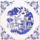 Blue Willow Ceramic 4.25" Accent Tile Kiln Fired Decor with Decorative Corners Bird Blue Willow Ceramic 4.25" Accent Tile Kiln Fired Decor with Decorative Corners Bird