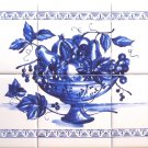 Blue Fruit Ceramic Tile Mural 18" x 12" Kiln Fired Back Splash