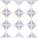 16 pcs Blue Willow  Delft Design Ceramic 4.25" Accent Tile Kiln Fired Decor Corners