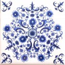 Sienna Rose Blue and White Delft Design Ceramic Tile Center Inlay 4.25" x 4.25" Mottle Design Sienna Rose Blue and White Delft Design Ceramic Tile Center Inlay 4.25" x 4.25" Mottle Design