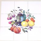 Fruit with Lantern Ceramic 9pc 4.25" x 4.25" Tile Mural Kiln Fired Decor Lemons