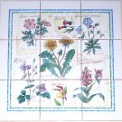 Botanical Herb Ceramic Tile Mural 9 pcs 4.25" Flower Garden Kiln Fired Back splash Decor Botanical Herb Ceramic Tile Mural 9 pcs 4.25" Flower Garden Kiln Fired Back splash Decor