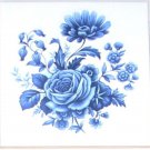 Old Fashion Blue Delft Theme Rose Flower #2 Ceramic Tile 4.25" Kiln fired Decor Old Fashion Blue Delft Theme Rose Flower #2 Ceramic Tile 4.25" Kiln fired Decor