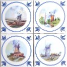 Nautical Ceramic Tile Set /4 Kiln fired 4.25" Wind Mills Windmills Delft Theme Design Nautical Ceramic Tile Set /4 Kiln fired 4.25" Wind Mills Windmills Delft Theme Design