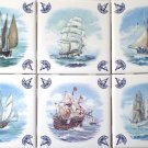 SALE Sailing Ships Delft Design Kiln Fired Ceramic Tiles Blue Set of 6 /4.25" SALE Sailing Ships Delft Design Kiln Fired Ceramic Tiles Blue Set of 6 /4.25"