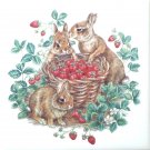 Brown Rabbits and Strawberry Basket 4.25" x 4.25" Ceramic Tile Wild Life Brown Rabbits and Strawberry Basket 4.25" x 4.25" Ceramic Tile Wild Life