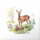 Doe and Fawn Deer Kiln Fired Ceramic tile 4.25" x 4.25" Wild Life Doe and Fawn Deer Kiln Fired Ceramic tile 4.25" x 4.25" Wild Life