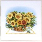 ONE Sunflower Basket Ceramic Tile #2 4.25" Flower KilnFired Decor Kitchen ONE Sunflower Basket Ceramic Tile #2 4.25" Flower KilnFired Decor Kitchen