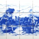 Delft  Ceramic Tile Mural 12pcs 4.25" Dark Blue Kiln Fired Decor Back Splash
