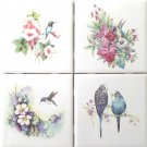 Decor H Humming Bird set / 4 Ceramic Tiles 4.25" x 4.25" Kiln Fired Back Splash Decor H Humming Bird set / 4 Ceramic Tiles 4.25" x 4.25" Kiln Fired Back Splash
