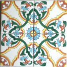 Portuguese  Tile Designs Yellow Green Ceramic Tile Mural Back Splash 4 pc 4.25" x 4.25"