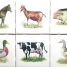 Farm Animals set of 6 / 4.25" x 4.25" Cow Goat Duck Kiln Fired Ceramic Tiles #2 Farm Animals set of 6 / 4.25" x 4.25" Cow Goat Duck Kiln Fired Ceramic Tiles #2