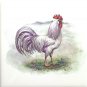 White Rooster Chicken 4.25" x 4.25" Accent Tile Kiln Fired Ceramic Tile