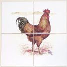 Red New Hampshire Rooster 4 piece Mural Red New Hampshire Rooster 4 piece Mural
