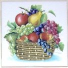 Fruit Basket Design Ceramic tile Grapes Apples Pears 4.25" x 4.25" Accent Tile Fruit Basket Design Ceramic tile Grapes Apples Pears 4.25" x 4.25" Accent Tile