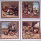 Rooster Ceramic Tile Brown Scenes Number 1 2 3 & 4 size 4.25" x 4.25" Decor Rooster Ceramic Tile Brown Scenes Number 1 2 3 & 4 size 4.25" x 4.25" Decor
