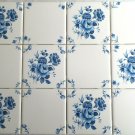 Light Blue Dresden Rose Delft Design Ceramic Tiles 4.25" x 4.25" Light Blue Dresden Rose Delft Design Ceramic Tiles 4.25" x 4.25"
