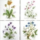 Botanical Herb Ceramic Tile 4.25" x 4.25" Primula Officianalis set of 4 Flower Kiln fired